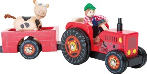 Traktor drewniany z przyczepą do zabawy dla Dzieci